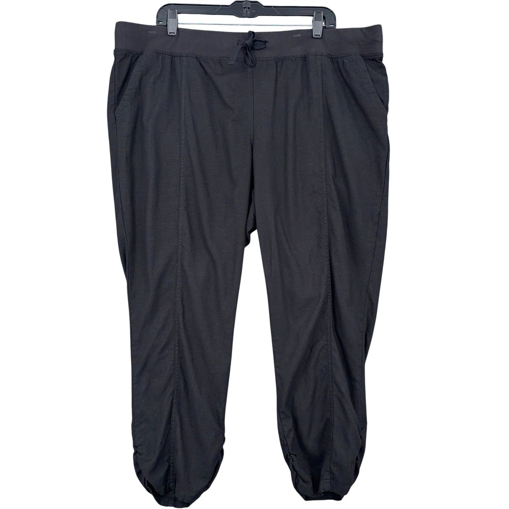 Torrid Cropped Jogger Womens 2 2X Linen Blend Black